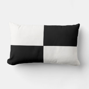 Black and white chequered board pattern lumbar cushion