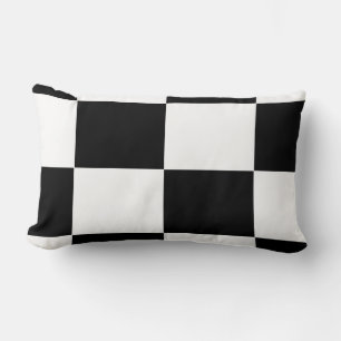 black and white chequered board  pattern lumbar cushion