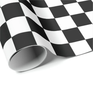 Black And White Chequered Board Pattern Wrapping Paper