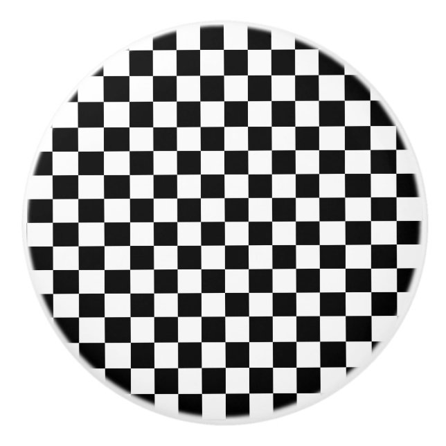 Black and White Chequered Ceramic Knob (Front)