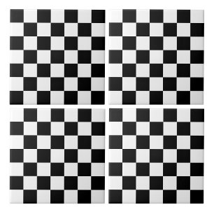 Black and White Chequered Ceramic Tile