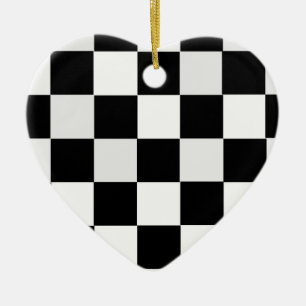 Black and White Chequered Ceramic Tree Decoration