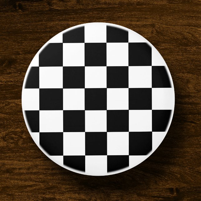 Black And White Chequered Chequerboard Pattern Ceramic Knob (Creator Uploaded)