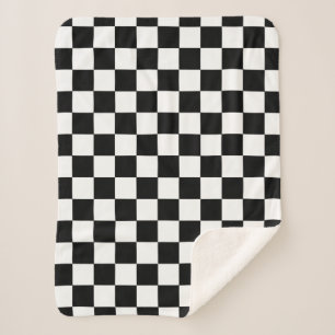 Black And White Chequered Chequerboard Pattern Sherpa Blanket