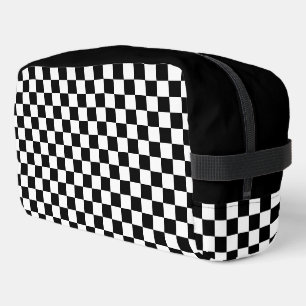 Black and White Chequered Chess Pattern Dopp Kit