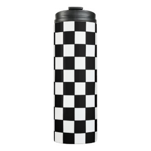 Black and White Chequered Classic Pattern Thermal Tumbler