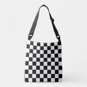 Black and White Chequered Crossbody Bag