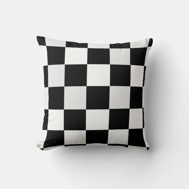 Black and White Chequered Cushion (Front)
