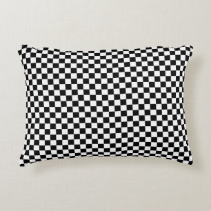 Black and white chequered  decorative cushion