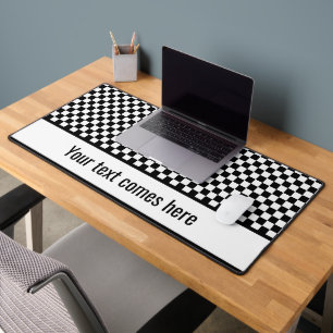 Black and white chequered desk mat