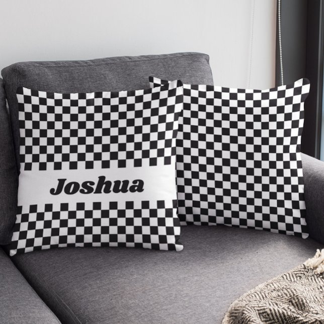 Black and White Chequered Flag Cushion (Creator Uploaded)