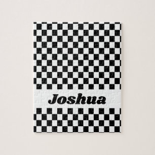 Black and White Chequered Flag Jigsaw Puzzle