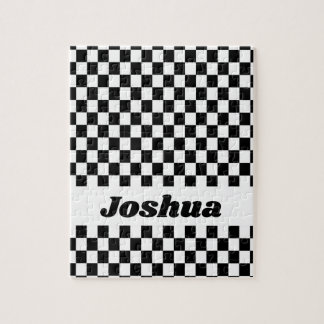 Black and White Chequered Flag Jigsaw Puzzle