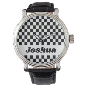 Black and White Chequered Flag Watch