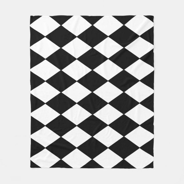 Black and White Chequered Fleece Blanket (Front)