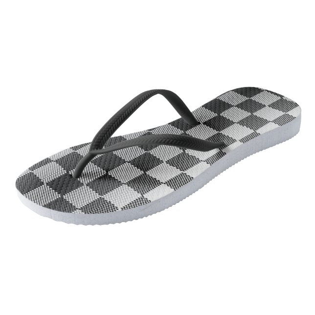 Black and White Chequered Geometric Thongs (Angled)