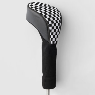 Black and White Chequered Golf Head Cover