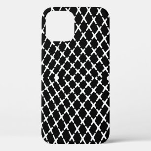 Black and white chequered illustration iPhone 12 case