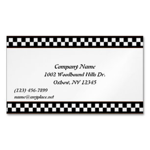 Black and White Chequered Magnetic Business Card