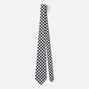 Black and White Chequered Minimalist Neck Tie