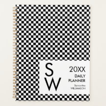 Black And White Chequered Monogram Personalised