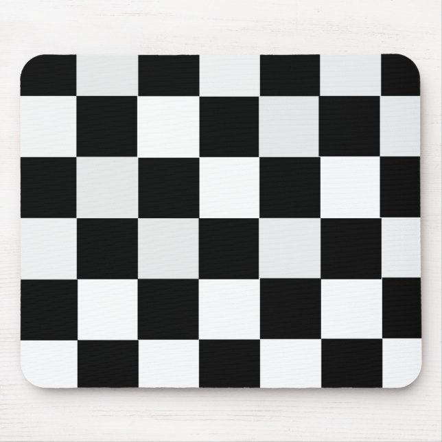 Black and White Chequered Mouse Pad (Front)