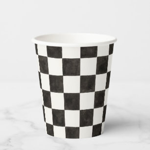 Black and White Chequered Paper Cups