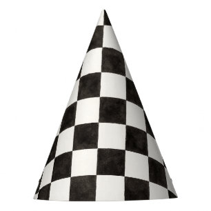 Black and White Chequered Party Hat