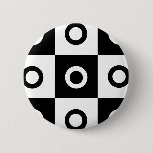 Black and white chequered pattern 6 cm round badge
