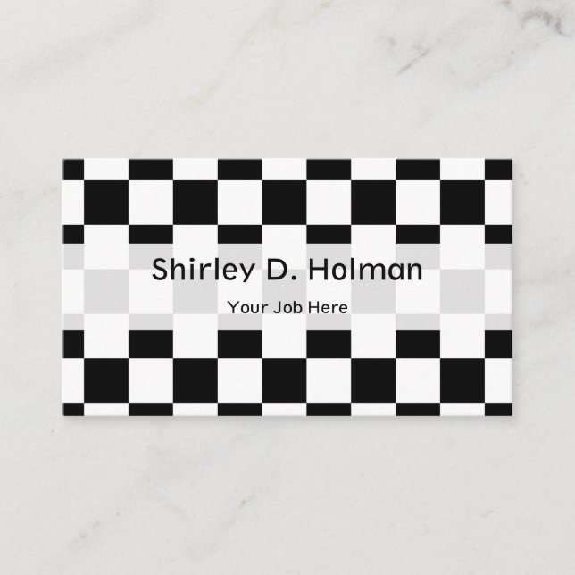 Black and White Chequered Pattern Business Card (Front)
