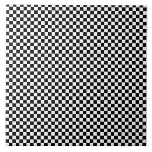 Black and white chequered pattern ceramic tile