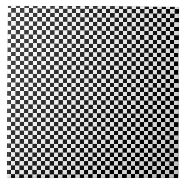 Black and white chequered pattern ceramic tile (Front)