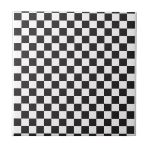 Black and White Chequered pattern Ceramic Tile