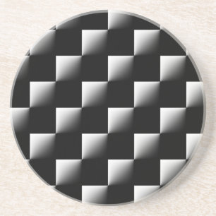 Black and White Chequered Pattern Coaster