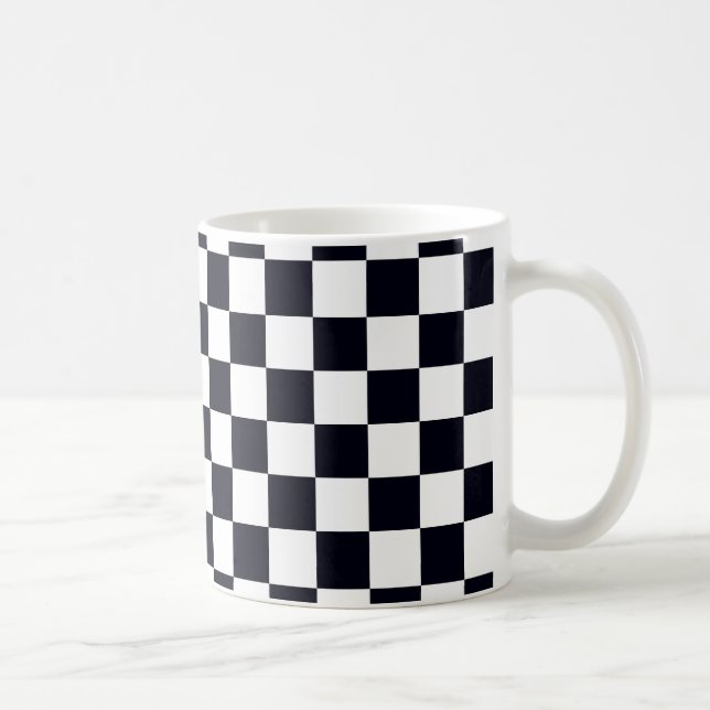 Black and White Chequered Pattern Coffee Mug (Right)