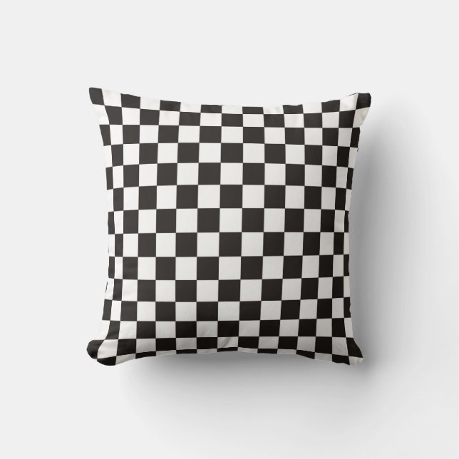 Black and White Chequered Pattern Cushion (Front)