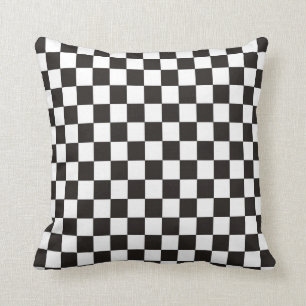 Black and White Chequered Pattern Cushion