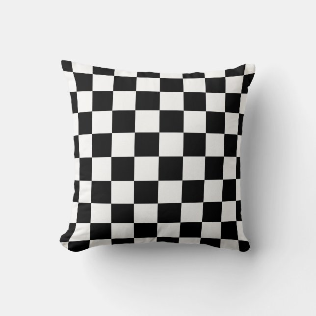 black and white chequered pattern cushion (Front)