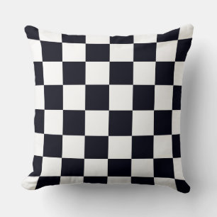 Black and White Chequered Pattern Cushion