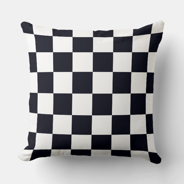 Black and White Chequered Pattern Cushion (Front)