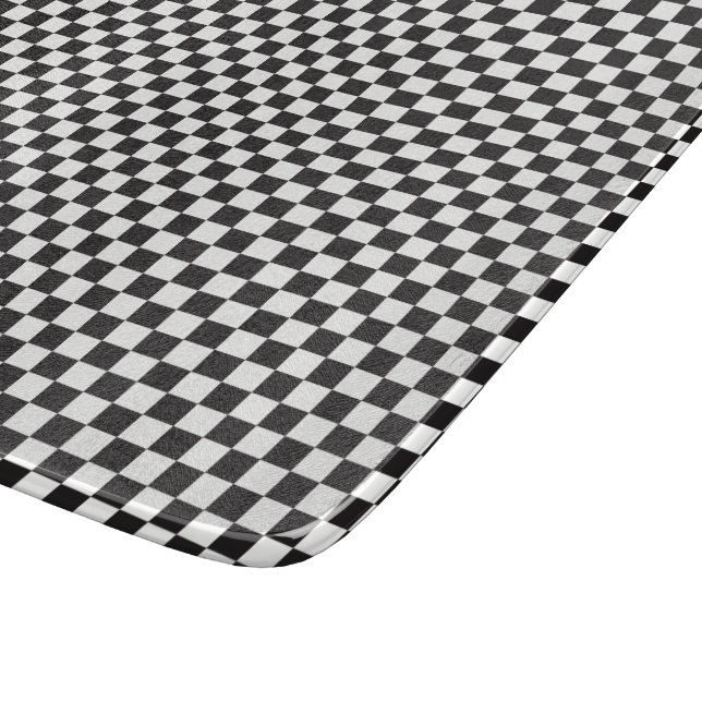 Black And White Chequered Pattern Cutting Board (Corner)