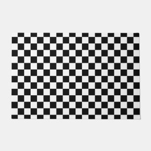 Black and white chequered pattern doormat