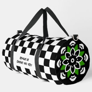 Black and White Chequered pattern Duffle Bag
