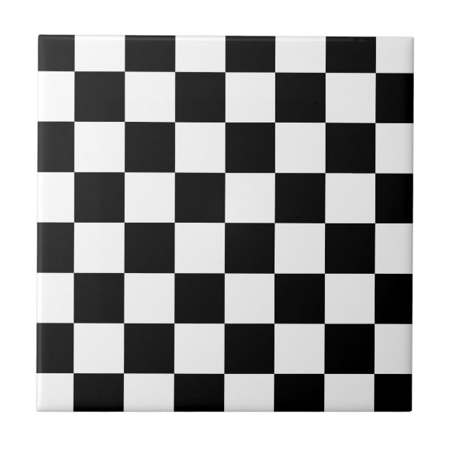 Black and White Chequered Pattern Gifts Tile (Front)