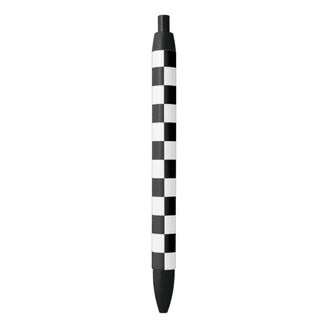 Black and white chequered pattern ink pen (Front Vertical)