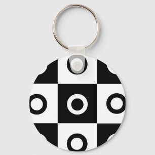Black and white chequered pattern key ring