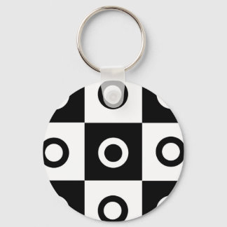 Black and white chequered pattern key ring