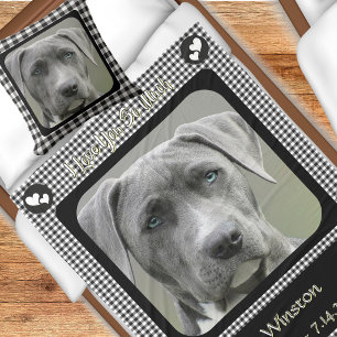Black and White Chequered Pattern Pet Dog Memorial Cushion