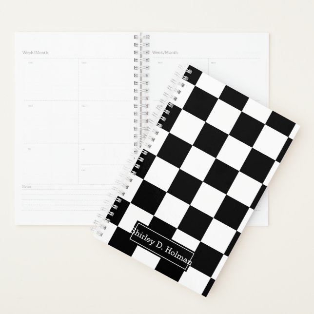 Black and White Chequered Pattern Planner (Display)