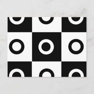 Black and white chequered pattern postcard